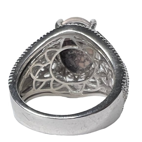 Vintage Karis STS Sterling Silver Jasper Filigree Statement Ring Size 8 Boho - Picture 4 of 7